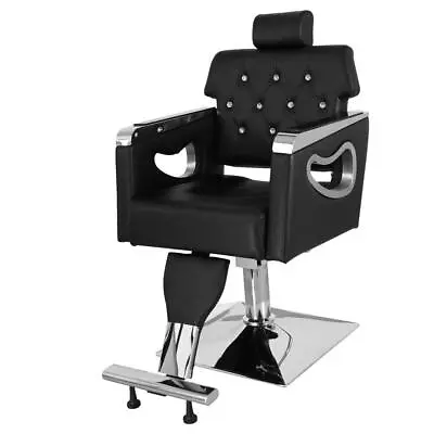 Styling Salon Barber Chair Swivel Hairdressing Chair Adjustable Headrest Black • £195.99