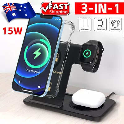 Wireless Charger 15W Dock Fast Charging Station For Apple Watch IPHONE Airpods • $26.45