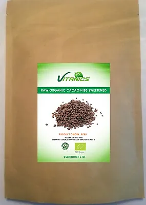 Raw Organic Cacao Nibs  Sweetened With Yacon 1kg • £26.55