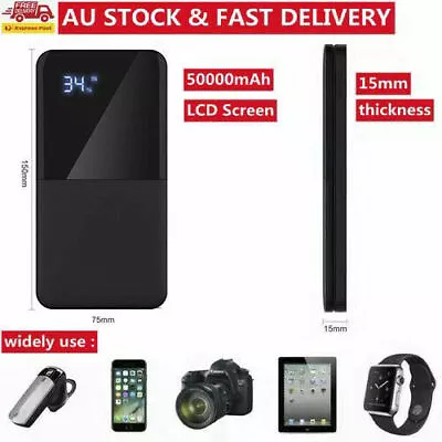 $28.99 • Buy 1x 50000mAh Portable Power Bank Fast Charger With LCD 2USB External Battery Pack