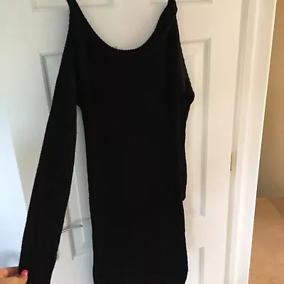 Black Chunky Off Shoulder Jumper Dress Size S/M • £9