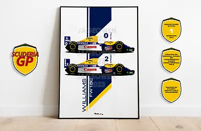 Williams FW15C 1993 Team F1 Print Alain Prost Damon Hill - Scuderia GP • £12