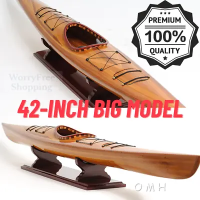 Wooden KAYAK Replica 42-inch Large Display Model Rowing Boat Nautical Decor Gift • $620