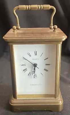 WATCH VIDEO!!! Vintage Tiffany & Co. Small Brass Carriage Clock Swiss Made • $59.99