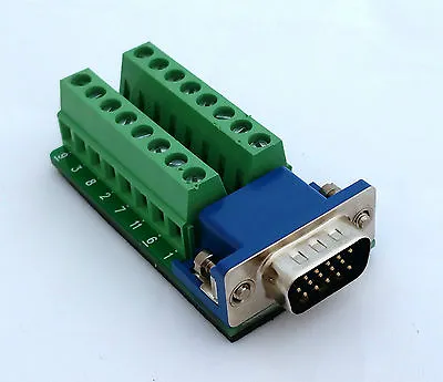 DB15 D-Sub 15-pin HD Male Adapter VGA Breakout Board Connector (D3) • £8.75