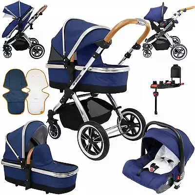 IVogue Royal Blue 3in1 Pram Stroller Travel System (Inc Carseat & Isofix Base) • £304.45