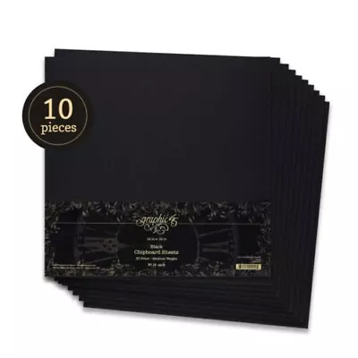 Graphic 45 Black Chipboard Sheets - 12  X 12  - 10 Pieces - Medium Weight • £20.16