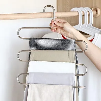 5 Layers S Type Pants Trouser Hanger Clothes Organizer Rack Closet Space Saver • $6.23