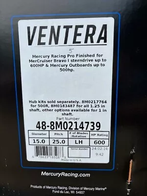 NEW Mercury Ventera Propeller 48-8M0214739 25 Pitch LH • $1250