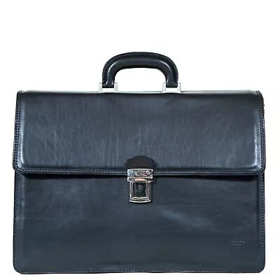 I Medici Lorenzo Italian Triple Compartment Briefcase Business Bag  Color: Black • $105