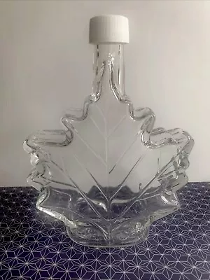 Large CANADIAN MAPLE LEAF Embossed Clear Glass Bottle With Lid  • $9.75