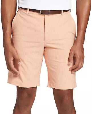 NWT Men's Walter Hagen Perfect 11 Flat Front Golf Shorts Seersucker Apricot • $16.99