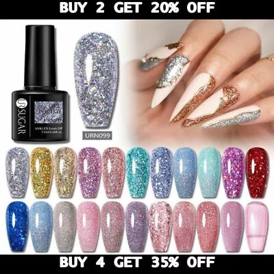 UR SUGAR Reflective Glitter Sequins Gel Polish Soak Off Nail Gel Flashing Effect • £4.50