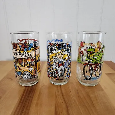 Vintage McDonalds 1981 The Great Muppet Caper Glasses Miss Piggy Kermit Set Of 3 • $16.99