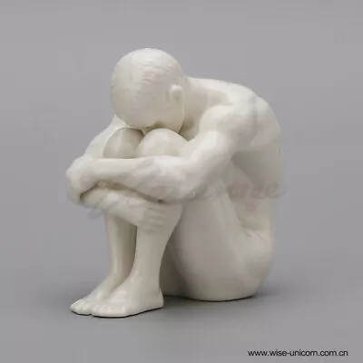 Modern Art Sculpture White Porcelain Handmade Glaze Man Model People Statue • $136.40