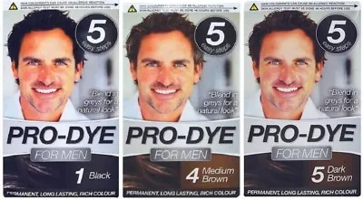 Glamorize Pro-Dye For Men (3 Pack) Men's Hair Dye Colourant - Long Lasting • £8.99