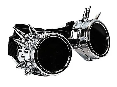 Silver Steampunk Chrome Motorcycle Flying Goggles Vintage Pilot Biker  • $12.99