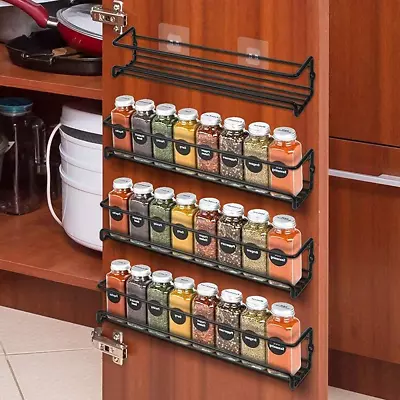 4 Tier Wall Mounted Spice Herb Jar Rack Holder Kitchen Cupboard Storage Shelf • £9.98