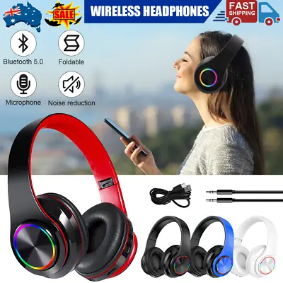Wireless Headphones Bluetooth Noise Cancelling Stereo Earphones Over Ear Headset • $15.25