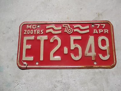 Missouri  1976 Bicentennial  License Plate   #  ET2 - 549 • $10