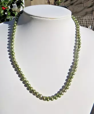 Honora Lime Green Cultured Freshwater Pearl Necklace 925 Sterling Silver • £29.99