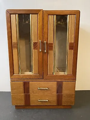 Vintage 3 Tone 2 Drawer 2 French Door Wooden Jewelry Box Armoire • $32