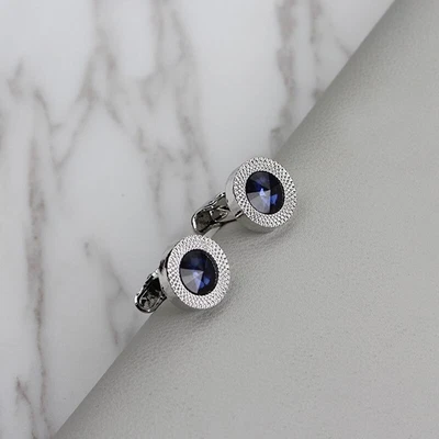 £2.95 • Buy Women Blue White Cufflinks Crystal Cuff Links Shirt Button Charm Jewelry St