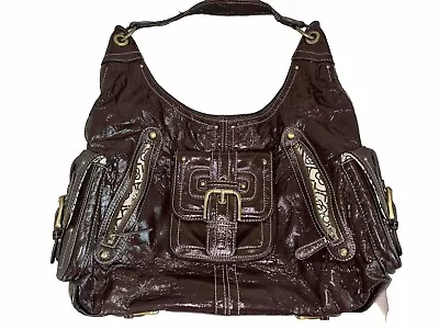 VTG 2006 Rafe New York Chocolate Vegan Lined Leather Handbag W Bronze Hardware • $28.99