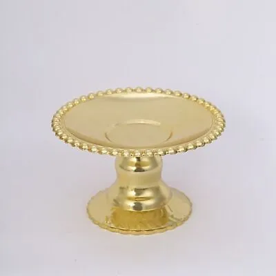 Gold 12 Plastic 5  Round Mini Cupcake Dessert Display Stands Beaded Rim Party • $8.87