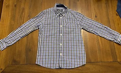 Mayoral Boys Blue Checkered Button Down Shirt Size 7 Excellent Cond Ld3 • $10.39