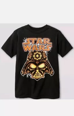 Star Wars Darth Vader Helmet Jack O Lantern Halloween T-Shirt Boy XS Kids • £8.83