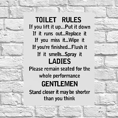 £3.75 • Buy Toilet Rules, Retro Tin Sign Nostalgic Art Gift Home Decor