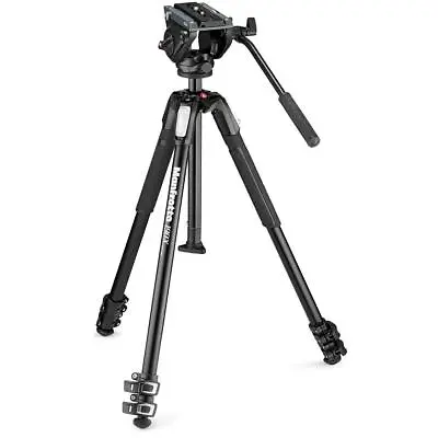 Manfrotto 190X 3-Section Aluminum Tripod With MVH500AH Fluid Video Head • $349.95