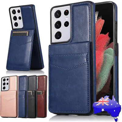 $18.97 • Buy For Samsung S22+ S21 S20FE Note10 S10 S9 S8 Leather Case Card Holder Cover Stand