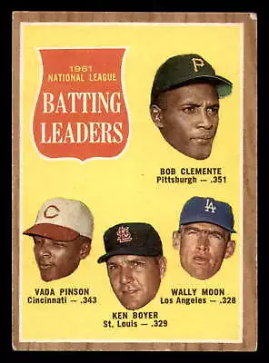 1962 Topps #52 Clemente/Pinson/Boyer/Moon N.L. Batting Leaders G-VG N. ID:313461 • $8