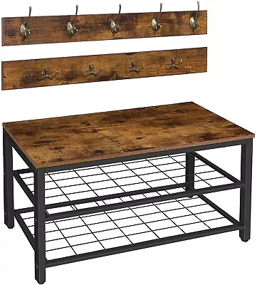 £65.99 • Buy HOOBRO Hall Tree Coat Rack Shoe Bench Set DIY Entryway Shoe Rack With 9 Hooks