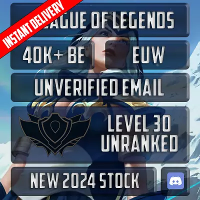 EUW | League Of Legends Account | 44000+ BE | Level 30 Smurf • £6.49