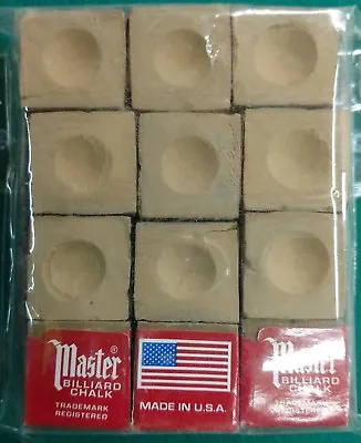 Pool Cue ~Tip Chalk ~ MASTER ~ Color:  GOLD ~ 12 Pieces • $12.98