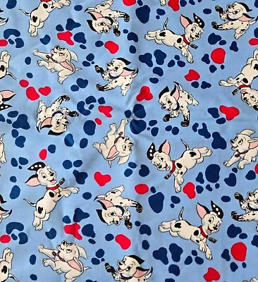 Disney 101 Dalmatians Vintage Fabric Puppies Paw Print BTY Domino  • $7.40
