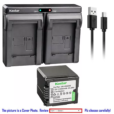 Kastar Battery Dual Charger For Panasonic VW-VBG260 VW-VBG260-K VW-VBG260PPK • $10.99