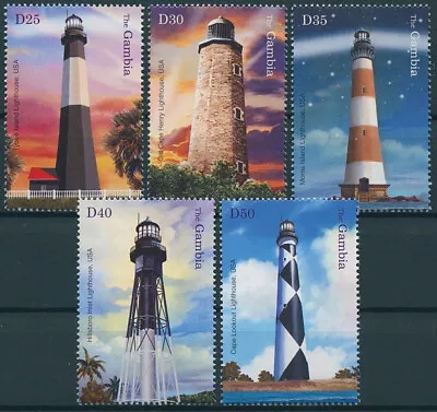 Gambia Stamps 2004 MNH Lighthouses Cape Lookout Morris Island Lighthouse 5v Set • $14.62