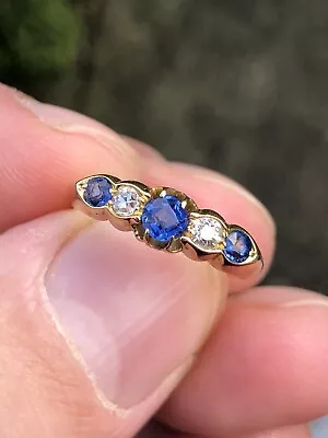 £112 • Buy Stunning Antique Natural Blue Spinel & Diamond Cluster Ring 18ct Gold 💙🤩