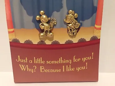 $14.95 • Buy Disney Mickey Minnie Mouse Hallmark Lapel Brass Pin Set  Because I Like You 