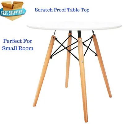 $99.99 • Buy AINPECCA Round White Cafe Dining Table Eiffel Tables Kitchen Wooden Legs Modern
