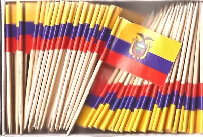 One Box Of 100 Ecuador Toothpick Flags 100 Small Mini Cupcake Flags • $5.95