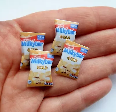 Dolls House Miniature Food 1:12 * 4 X Milk Bar Gold Buttons Packs * Combined P+p • £2.50