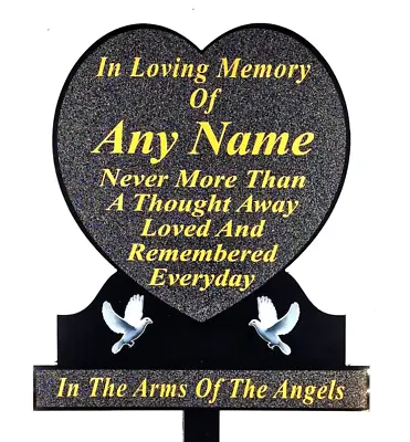 Personalised Large Memorial Plaque Heart Shape Temporary Grave Stone Marker Gold • £18.99