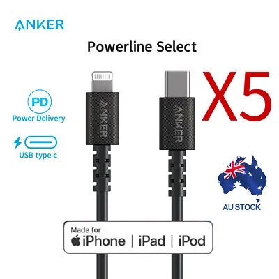 $79.07 • Buy 5 Packs Anker USB-C To Lightning Cable Powerline Select For Iphone 11 12 X