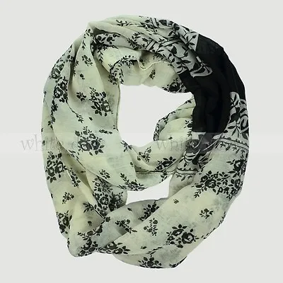 Floral Print Flower Leaf Block Circle Loop Wrap Infinity Scarf Multi Color Soft • $6.59