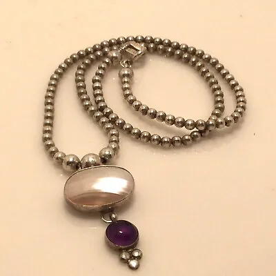 Carolyn Pollack QT 925 Native Tribal Southwestern MOP And Amethyst Necklace • $99.99